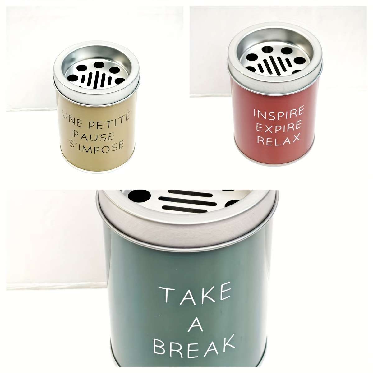 Chic Minimalist Portable Container with Lid "Take a Break Inspire or Relax" Design
