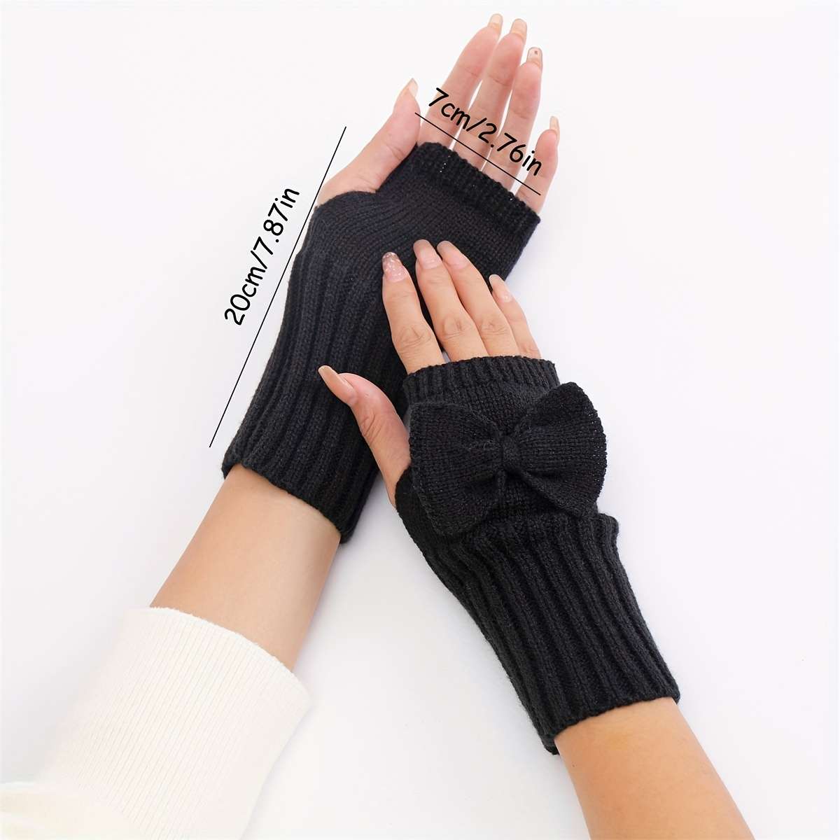 1 Pair Black Warm Gloves