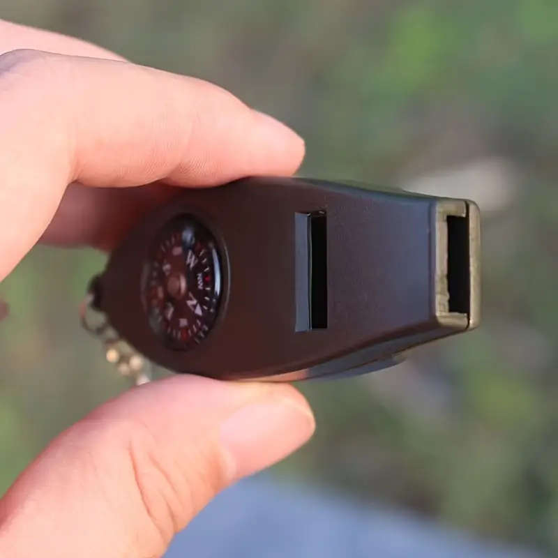 4in1 Emergency Survival Whistle with Keychain Lanyard - Loud Durable ABS Includes Compass