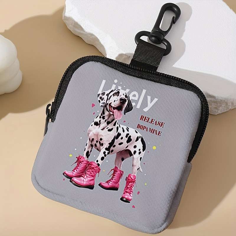 1pc Pink Boot Dog Pattern Printed Wallet a Small Item Organizer Bag Portable Multifunctional Key