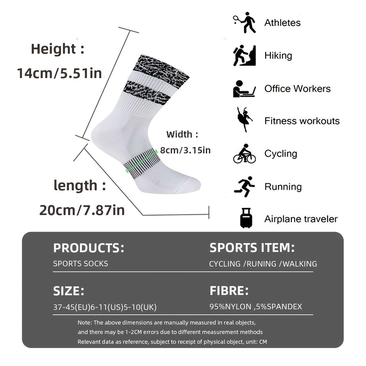 1 Pair Leopard White One Size Socks