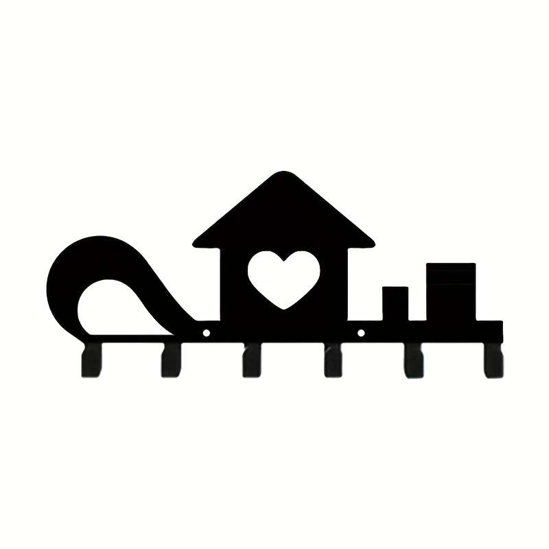 1pc Love House Metal Wall-Mounted Key Hook RackStylish Decorative Organizer for Keys Coats Hats