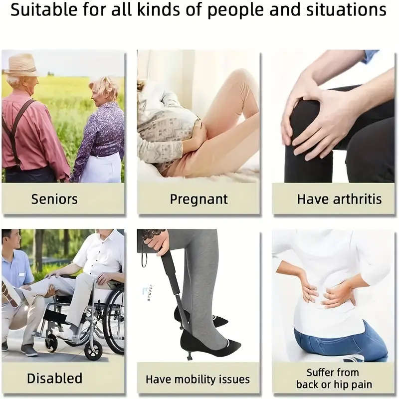 1pc Ergonomic Shoe Puller Adjustable 29.97-70.87cm Portable Stainless Steel Shoe Helper Easy-to-Use