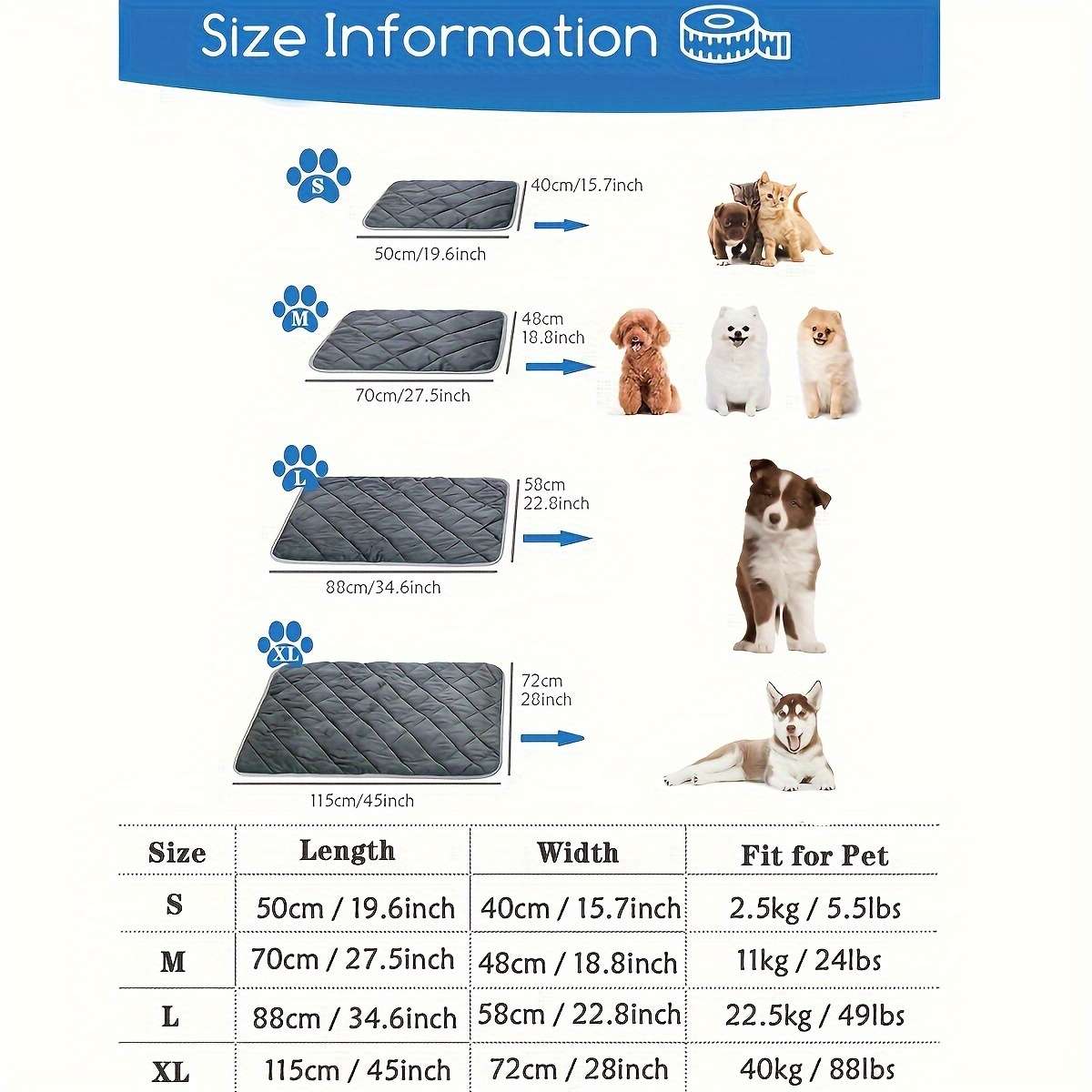 Pet Mat Grey Size XL  114.3x71.12cm
