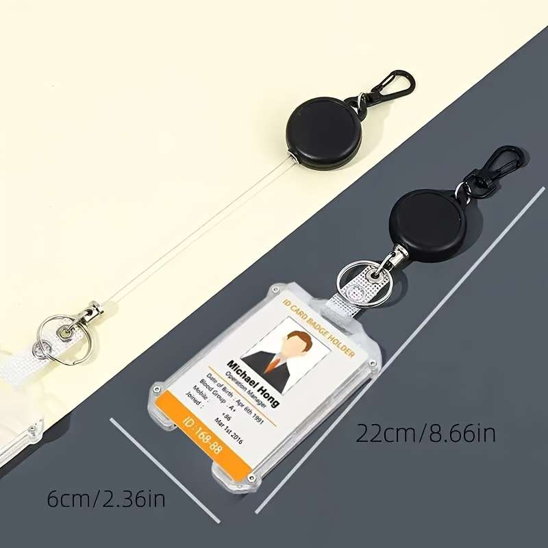 1pc Durable Plastic Extendable Work Pass Card Holder with ID Holder C Sleek Design for Office
