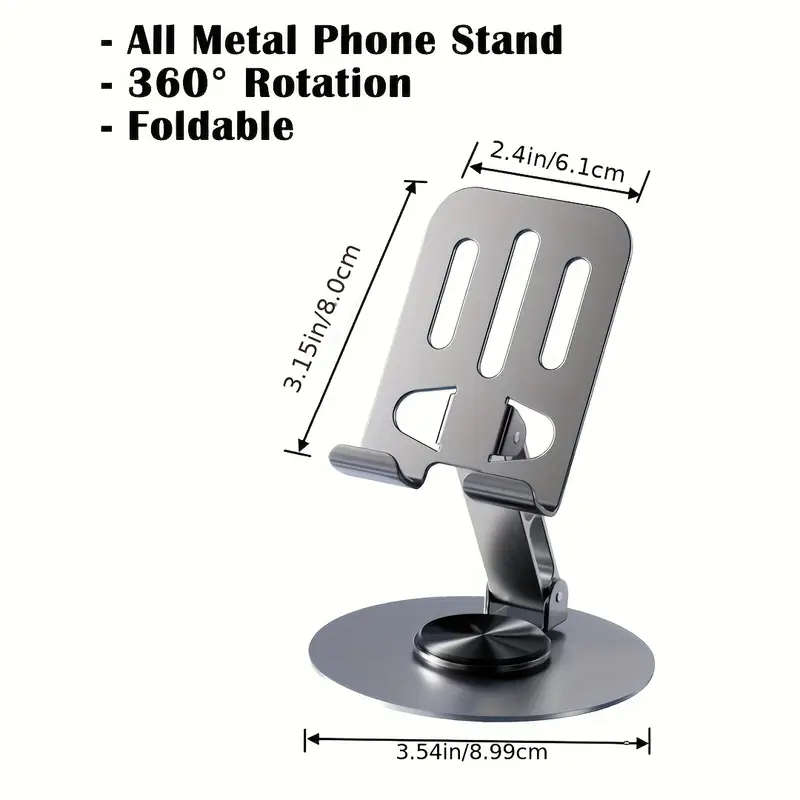 All-metal 360-Degree Rotating Pressure-Reducing Universal Stand for Mobile Phones and Tablets