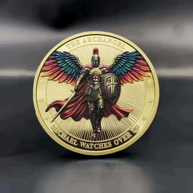 Three-dimensional Painted Armor Archangel Commemorative Coin 40MM