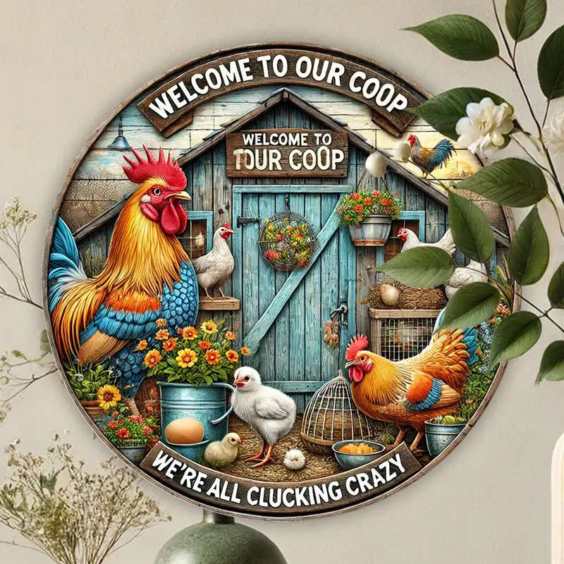 Vintage Mushroom Forest Golden Sign 20x20cm