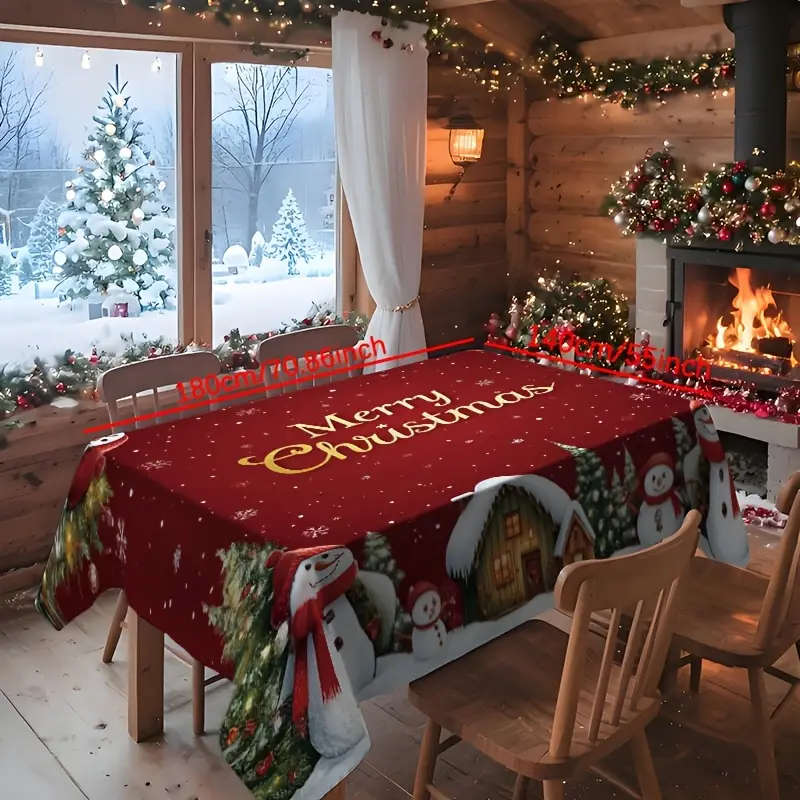 Red And White Christmas Tablecloth