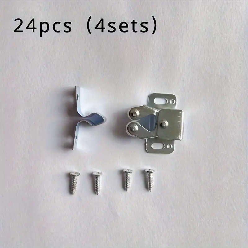 24pcs 4sets Cabinet Lock Double Roller Catch Buckle Hardware Suitable For Cabinet Wardrobe Door Lock