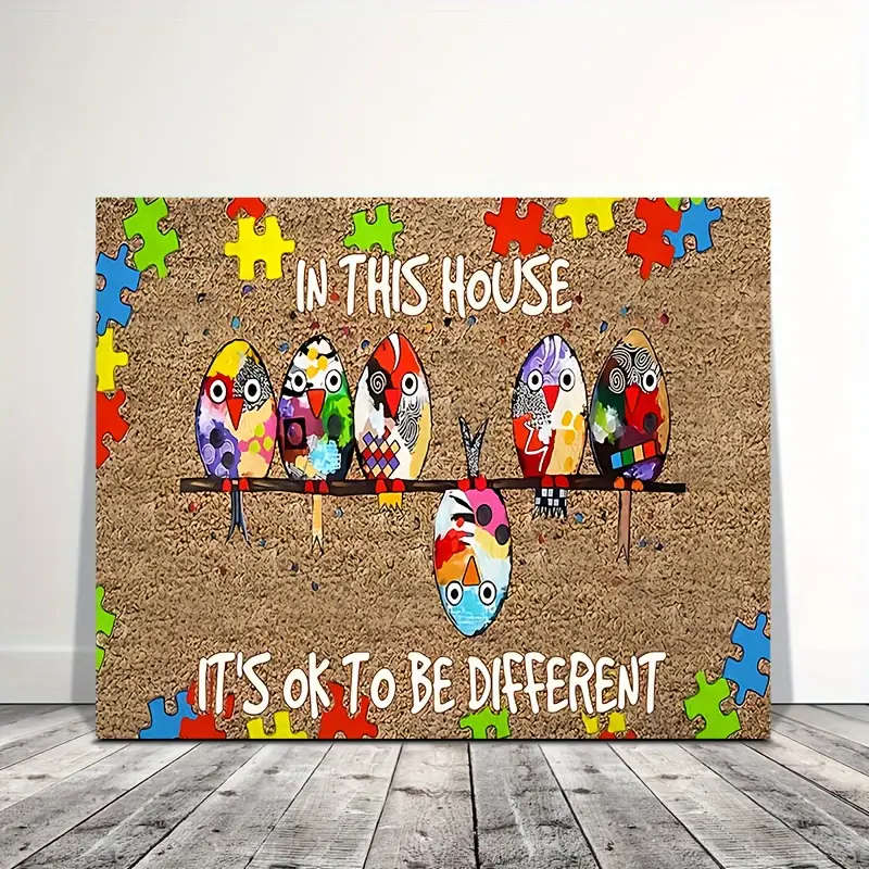Charming Birds Awareness Canvas Art Wooden Framed Wall Decor