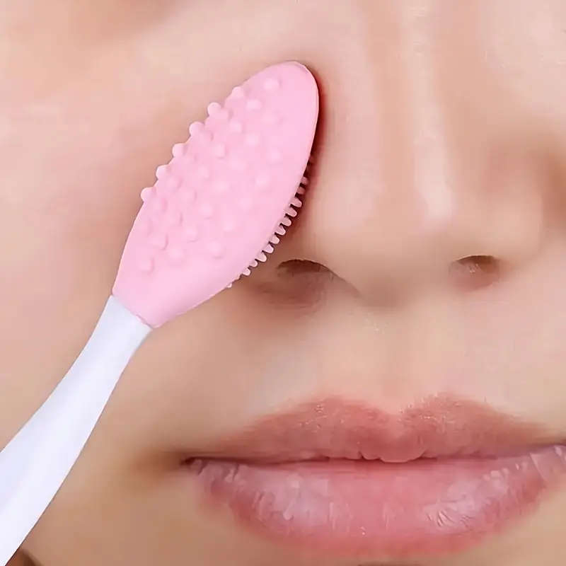 1pc Silicone Facial Cleansing Brush 2-in-1 Soft Dual-Sided Exfoliating Face Scrubber Formaldehyde-Fr