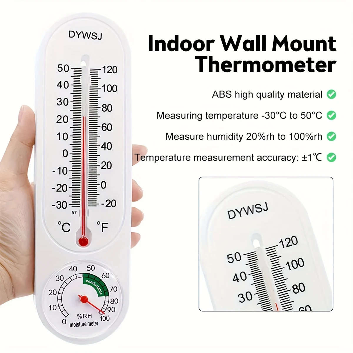1pc 9Inch Wireless Indoor Outdoor Thermometer Hygrometer Wall Mount Large Digital Display Accurate