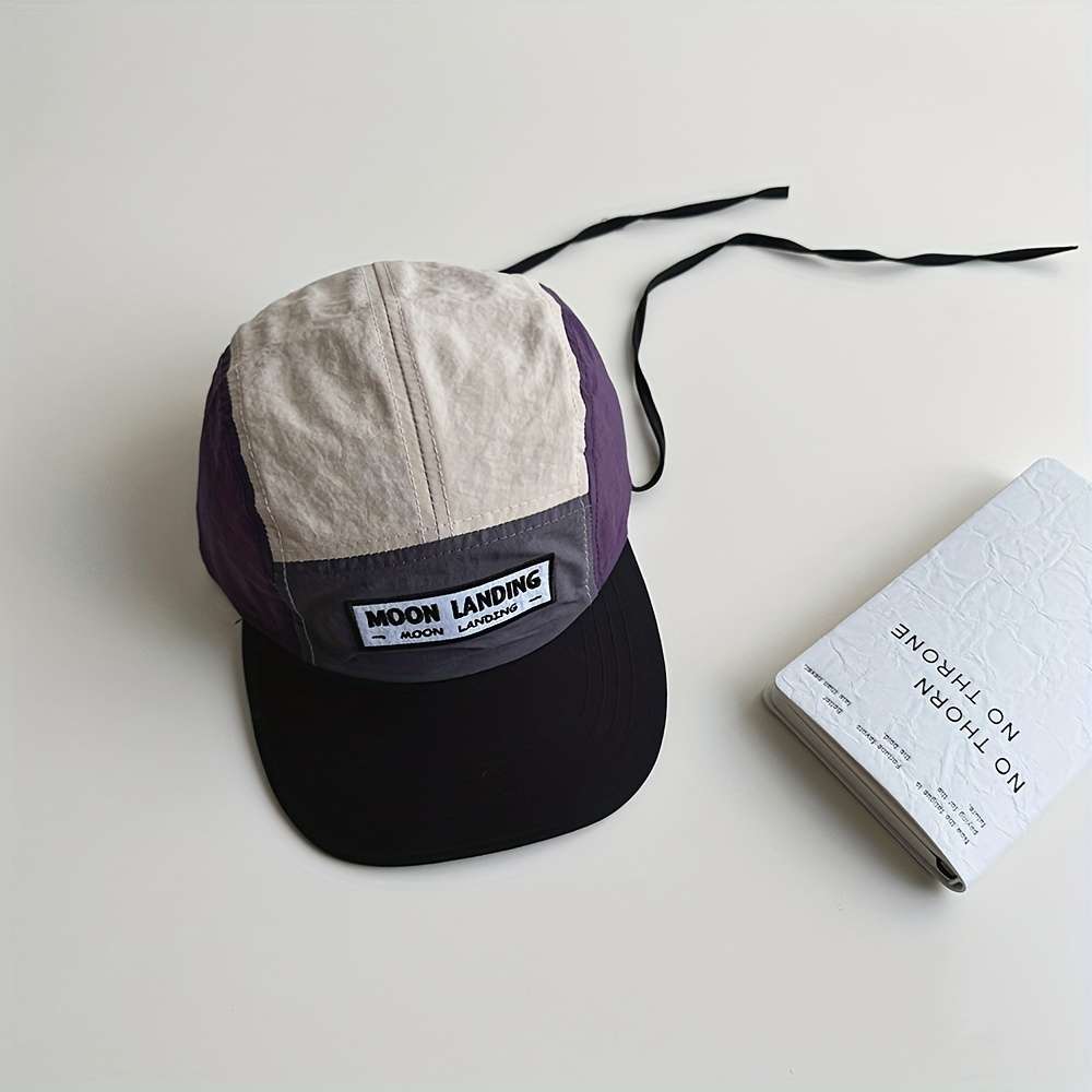 1pc Adjustable Breathable Moonscape Design Baseball Cap Wide Brim Colorful Patchwork Hand Was