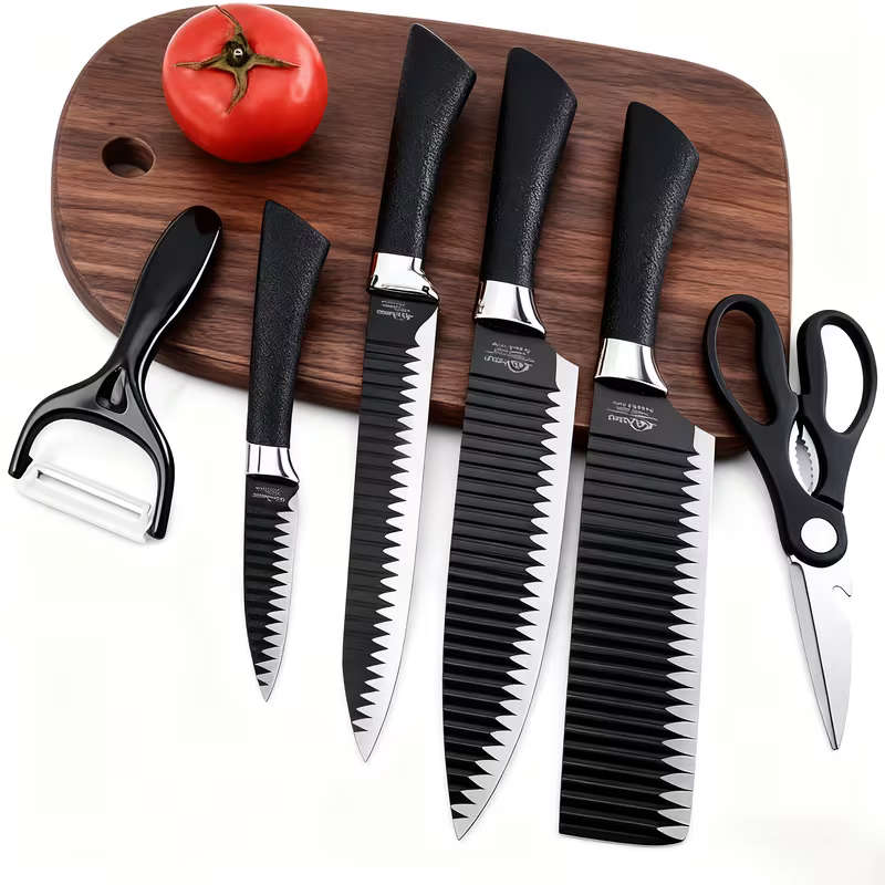 6Pcs Stainless Steel Textured Knife Set