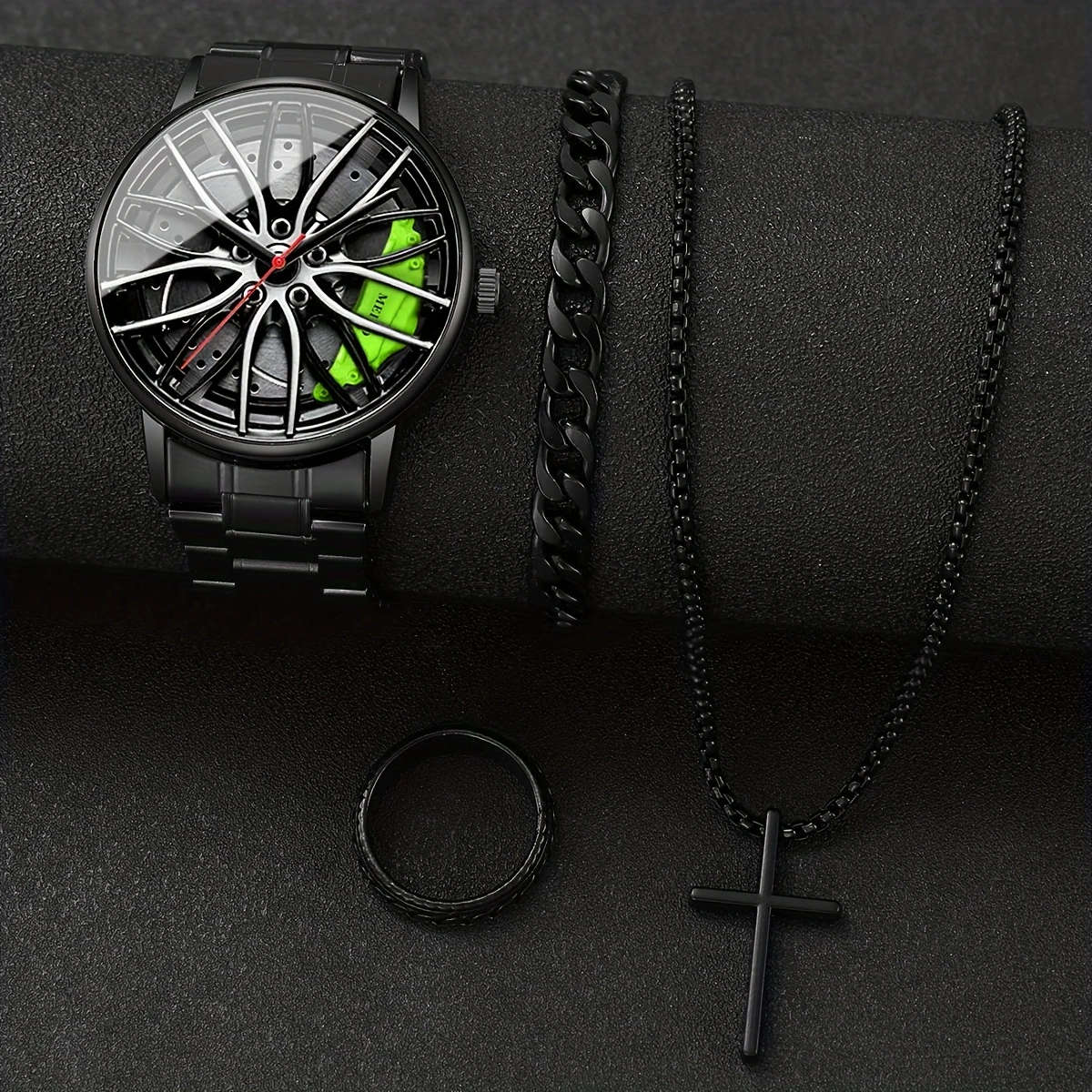 4pcs set Luxury Style Quartz Watch Set with Bracelet Necklace And Ring Does Not Include Watch Box