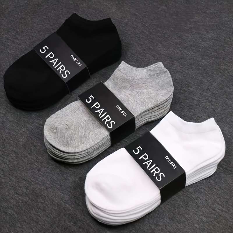 5 Pairs Light Grey High Elastic Socks