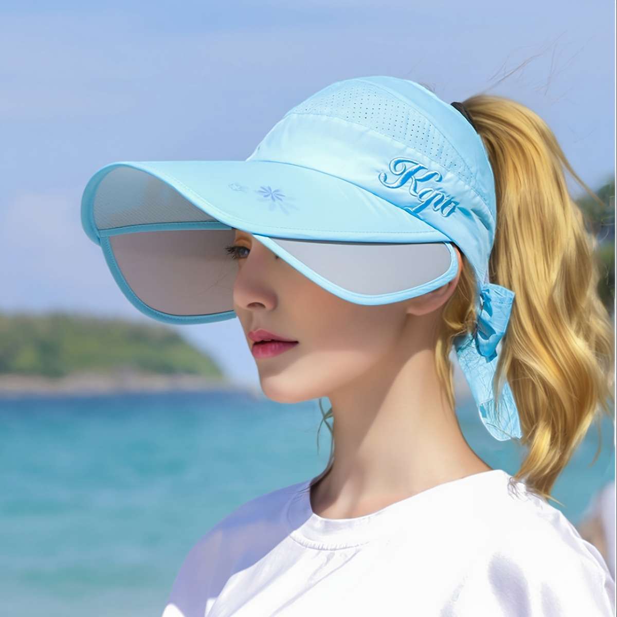 1pc Women's Adjustable Sun Visor Baseball Cap UPF Sun Protection Breathable Mesh Back Wide Brim