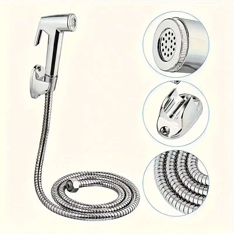 Handheld Bidet Sprayer Set with Flexible Hose and Wall Mount Holder