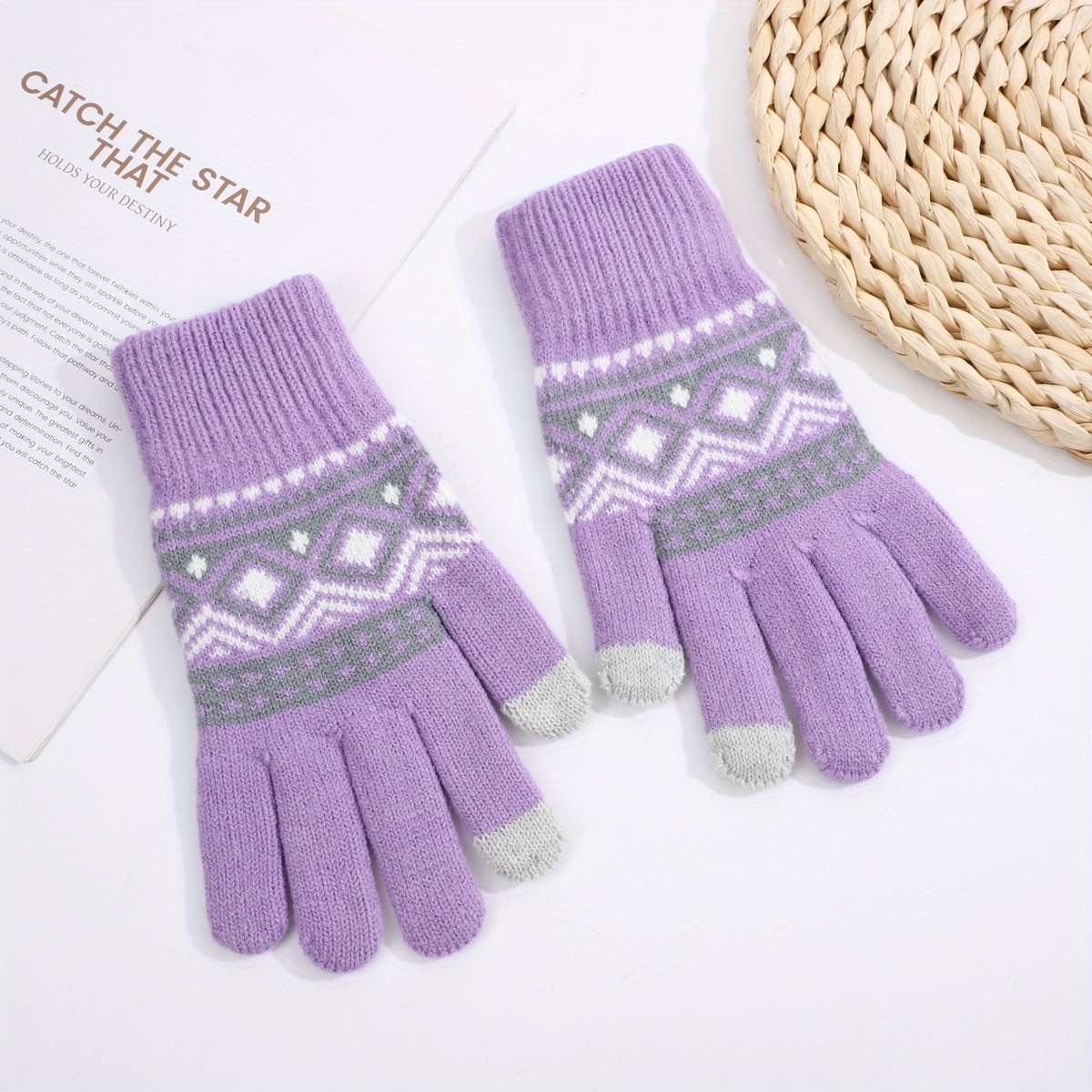 1 Pair Grey Warm Gloves