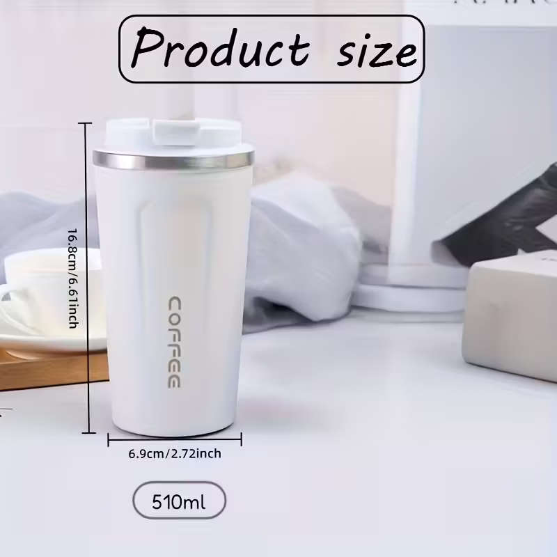 Vacuum Insulated Coffee Travel Mug, Leakproof Double-Layer Stainless Steel Reusable Thermos