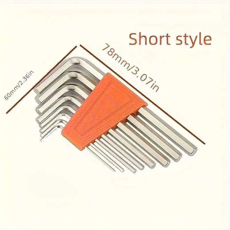 8pcs Hex Key Wrench Set Metric Imperial Sizes L-Shaped Tools for Easy Pocket Carry Perfect for Outdo