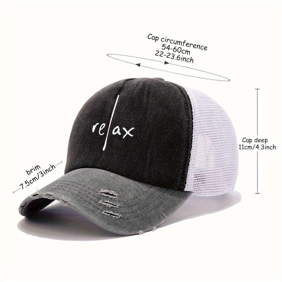 RELAX Artistic Letter Print Baseball Cap Multicolor Blend Trucker Hat Lightweight Breatha