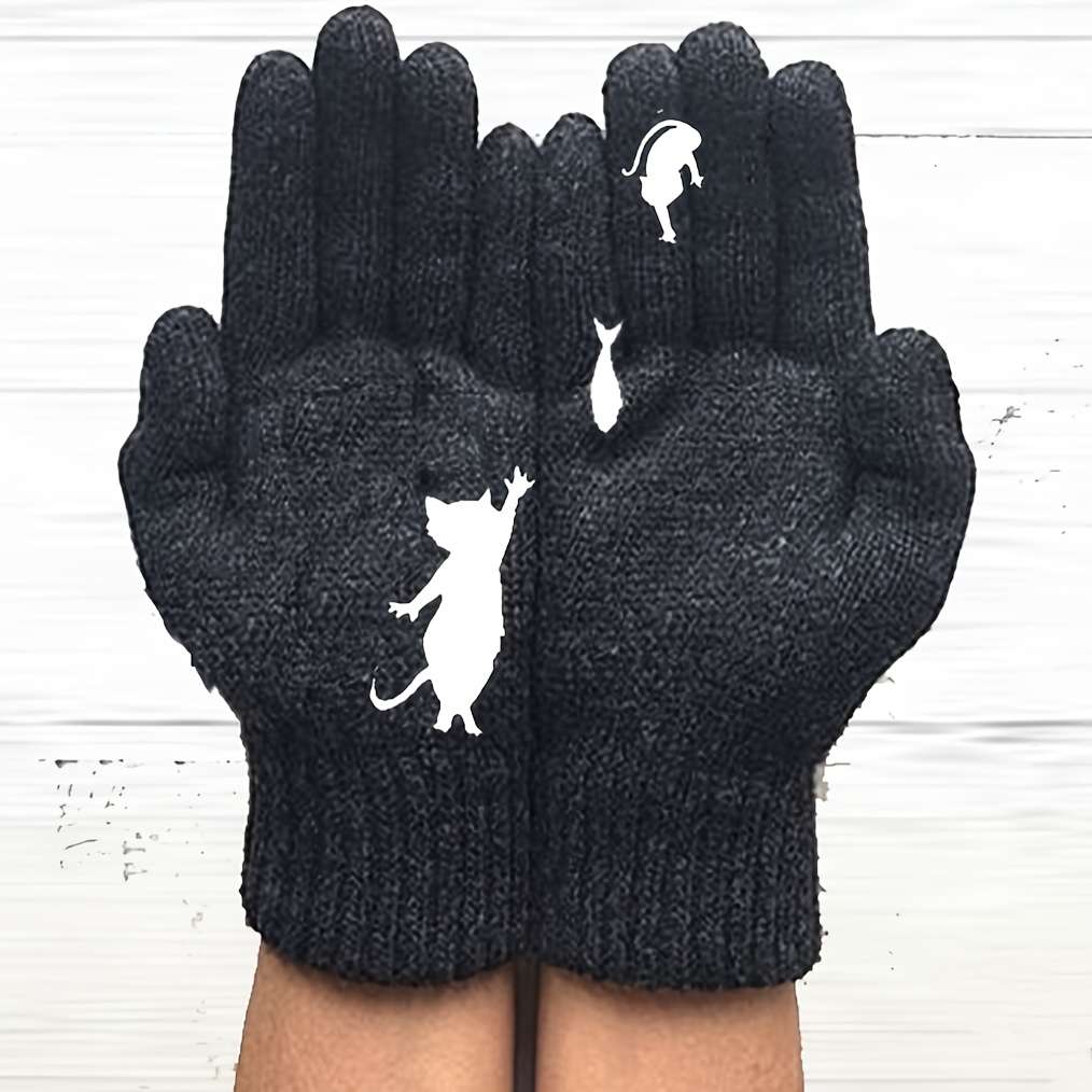 1 Pair Black Warm Gloves
