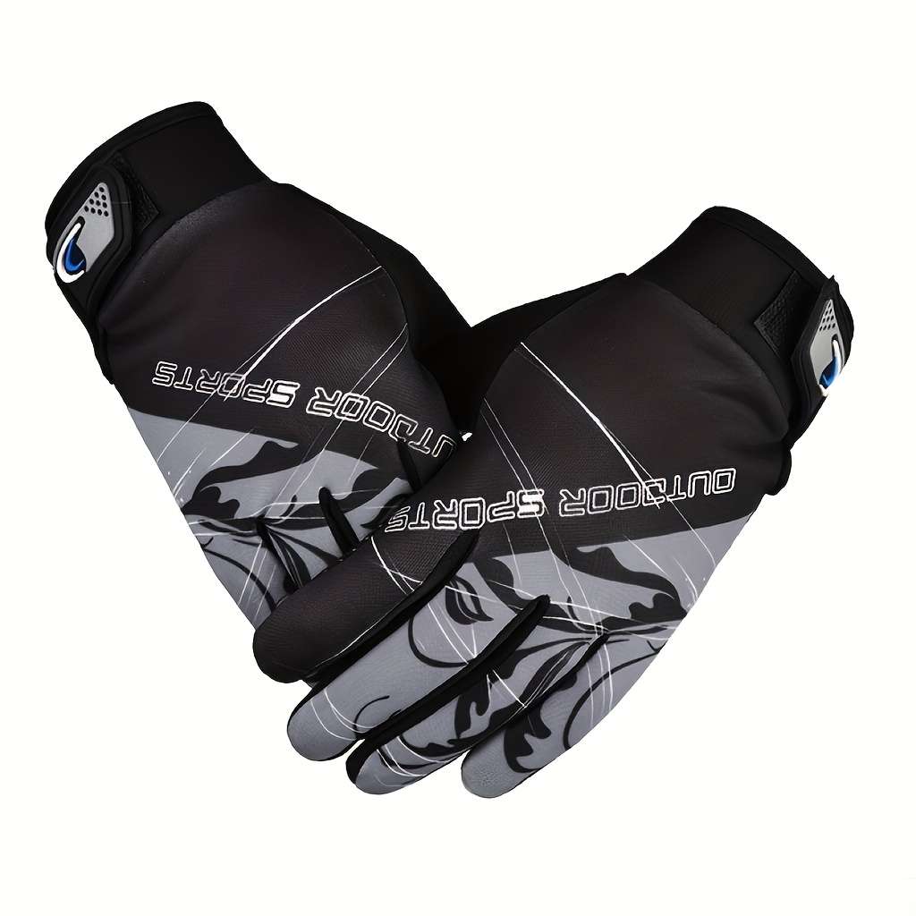 1 Pair White Block Red One Size Outdoor Sports Gloves