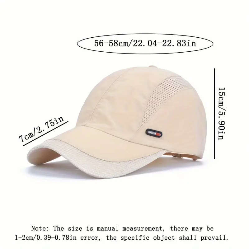 1pc Quick-Dry Baseball Cap Adjustable Moisture-Wicking Sun Hat for Outdoor Sports All Seasons