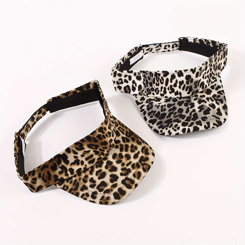1pc Unisex Leopard Print Sun Visor Hat Adjustable Baseball Cap Empty Top Golf Tennis Visors For Out