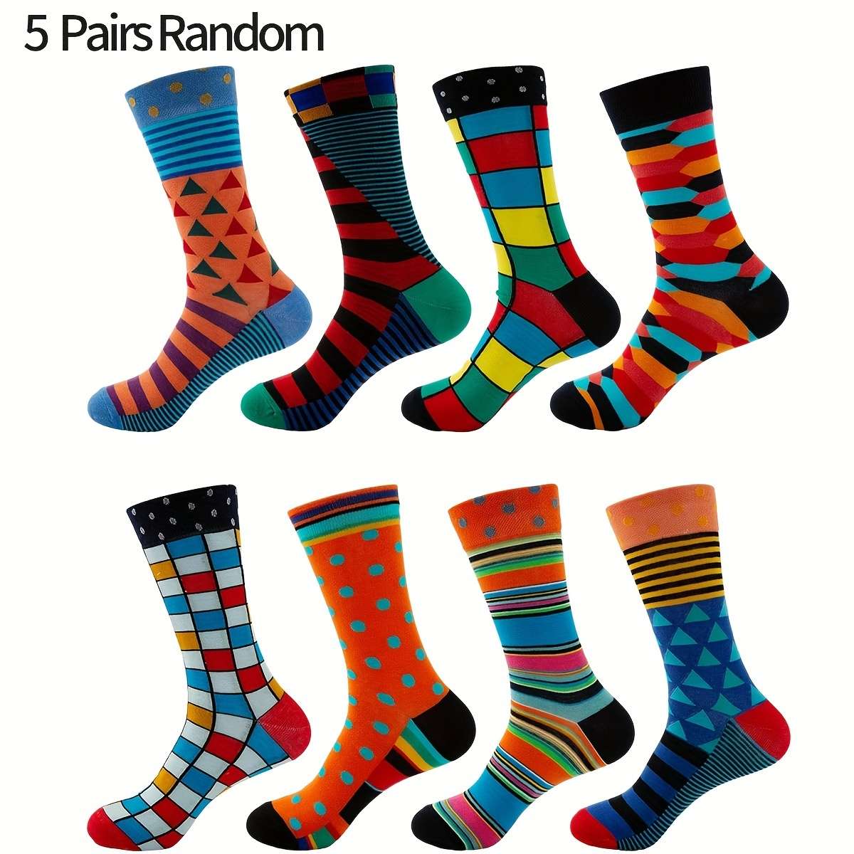 5 Pairs Mixed Color Random Pack One Size High Elastic Socks