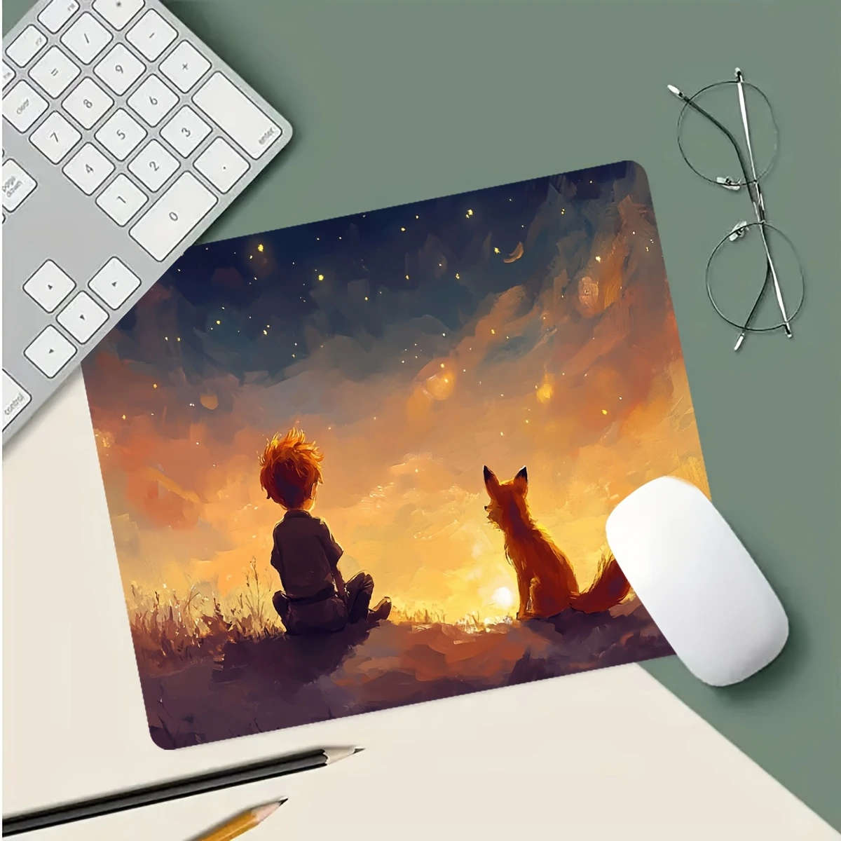 1pc 21x26cm Enchanted Forest Sunset Rubber Anti-Slip Mouse Pad