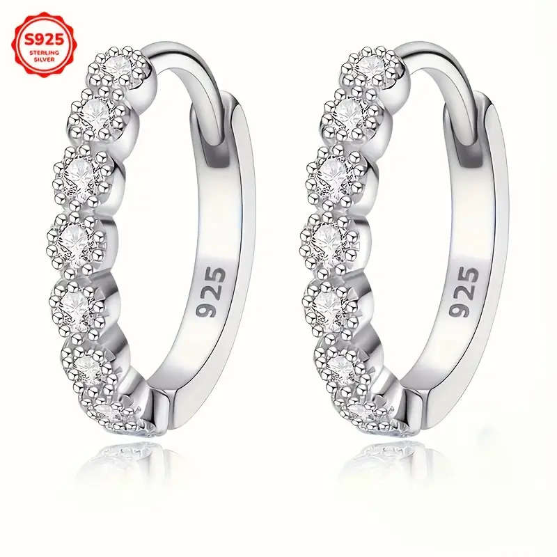 925 Sterling Silver Earrings with Sparkling Synthetic Zirconia Accents