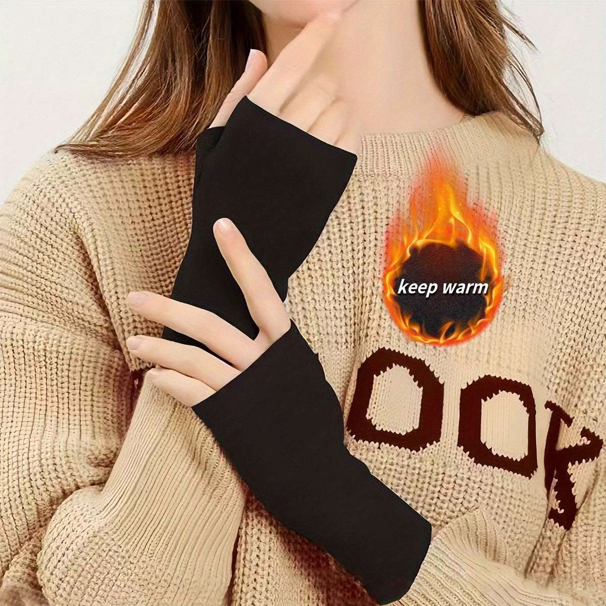 1 Pair Coffee Color One Size Warm Gloves