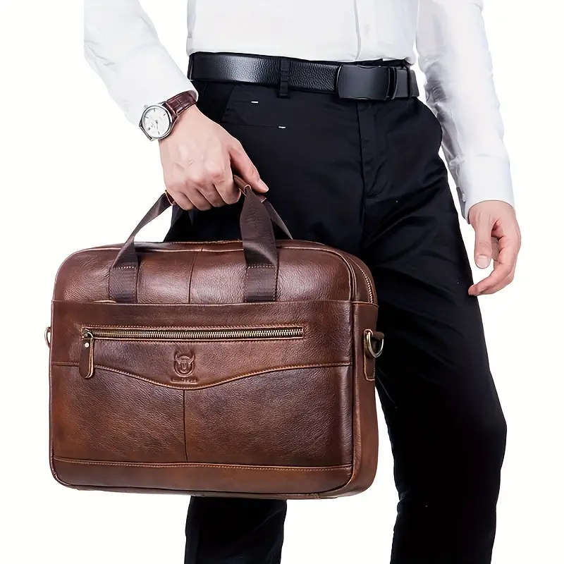 Genuine Cowhide Leather, Multi Functional Casual Bag, Large Capacity Computer Briefcase