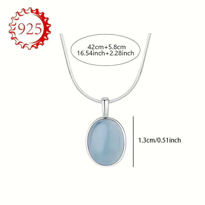 925 Sterling Silver Hypoallergenic Necklace, Single Piece, Women's Aquamarine Moonstone Pendant