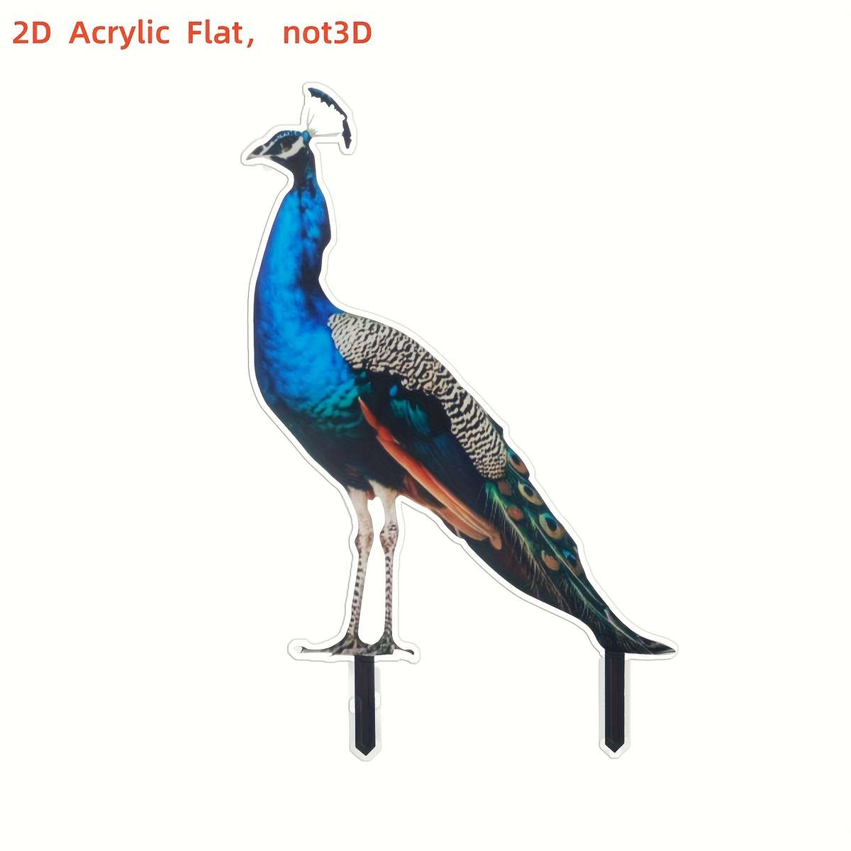 1pc 2D Flat   Vibrant  Printing Acrylic Peacock Garden Stake Durable Wind Rainproof