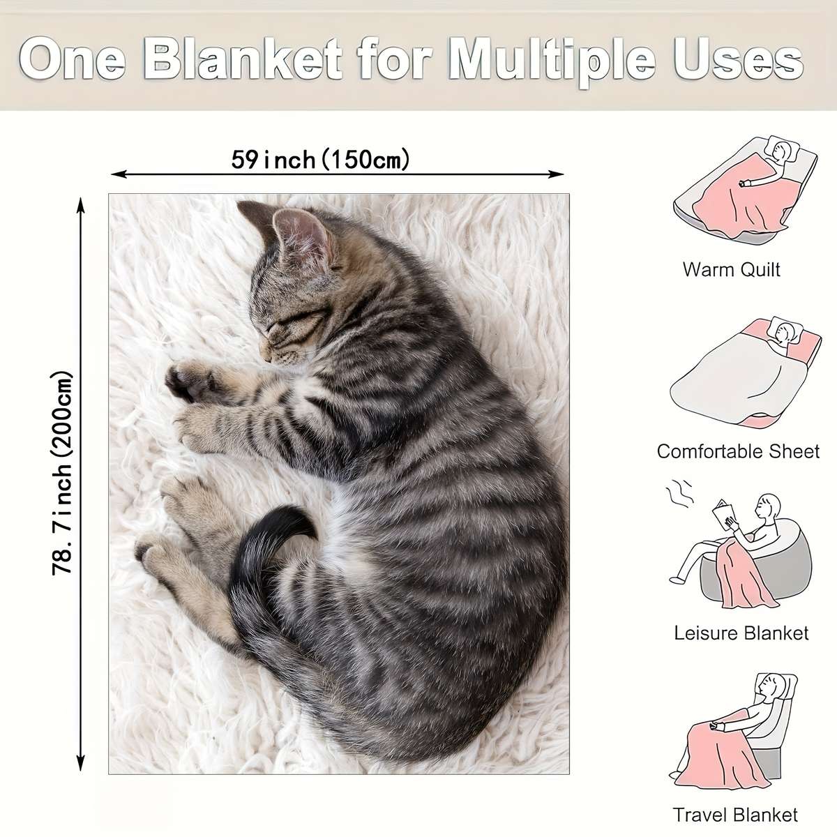 Blanket Size 59Inchx78.7Inch 150Cmx200Cm