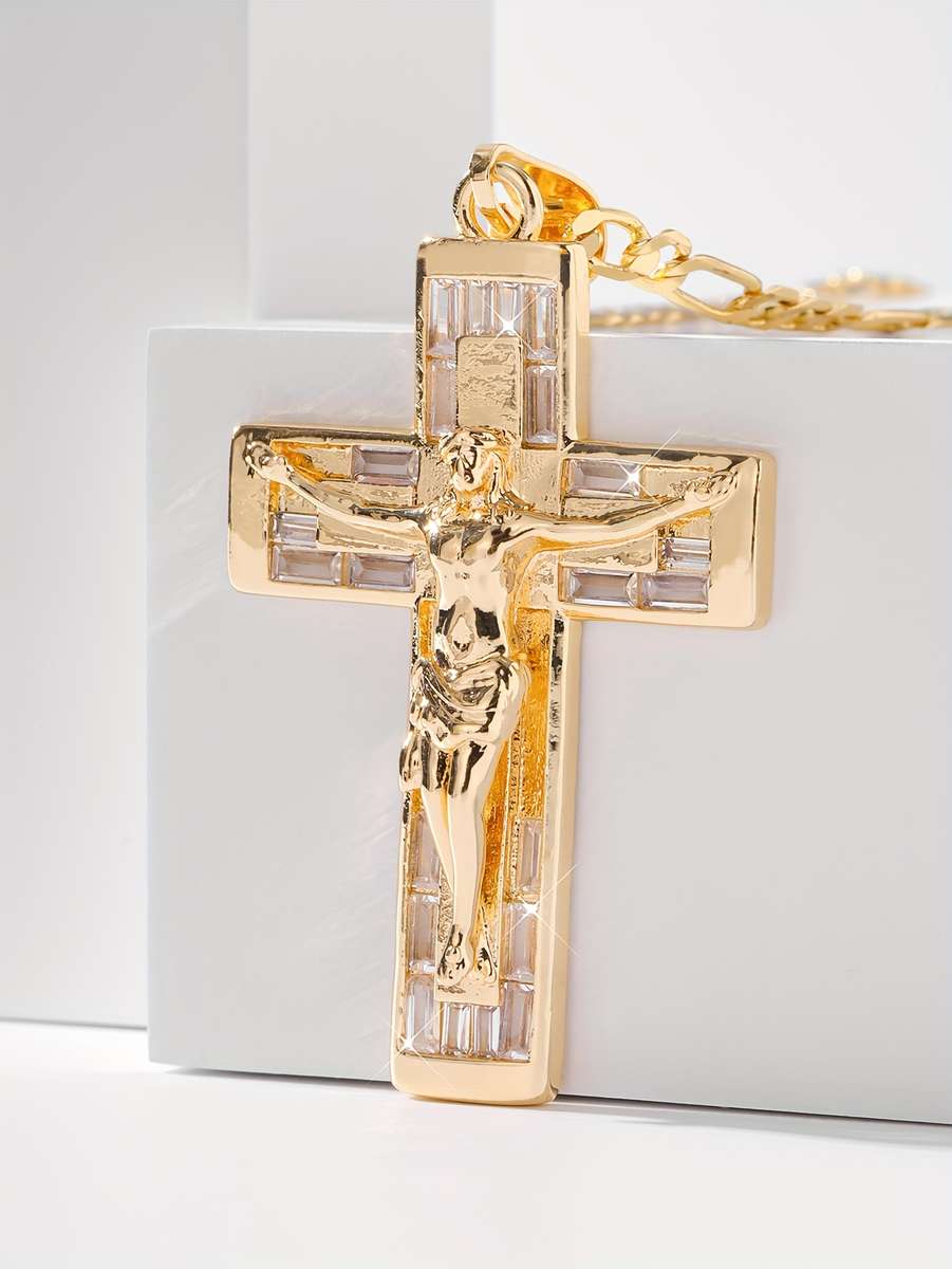 1 Piece Golden Yellow Jesus Theme Pendant