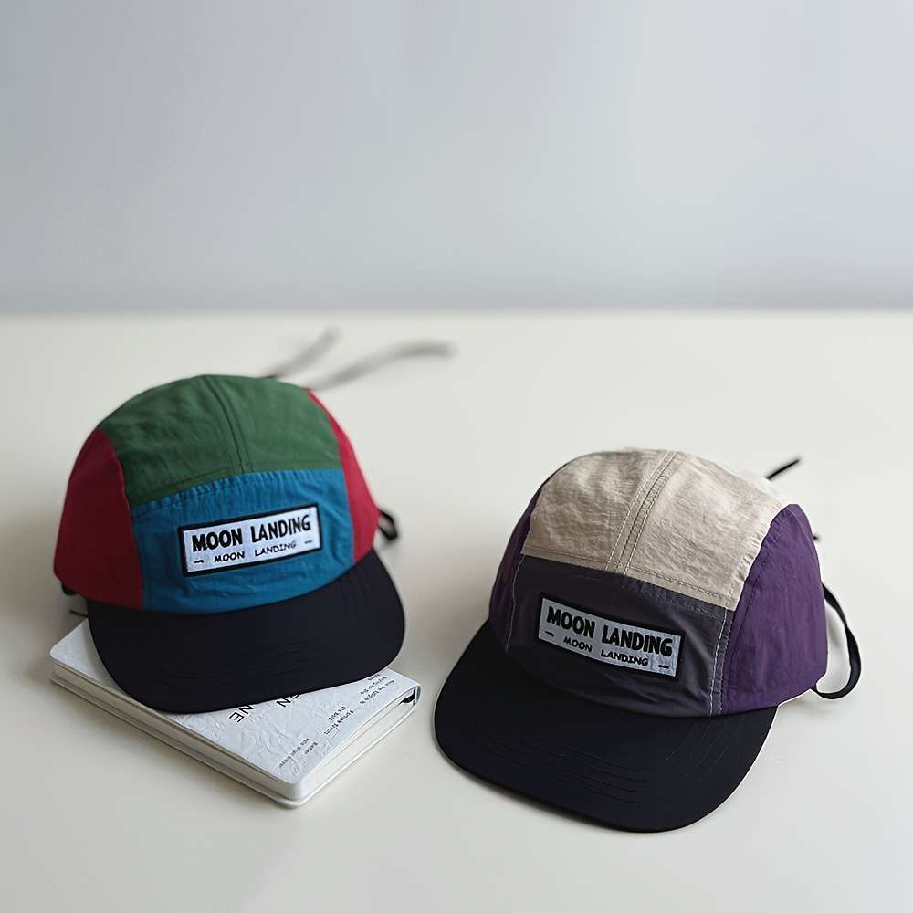 1pc Adjustable Breathable Moonscape Design Baseball Cap Wide Brim Colorful Patchwork Hand Was
