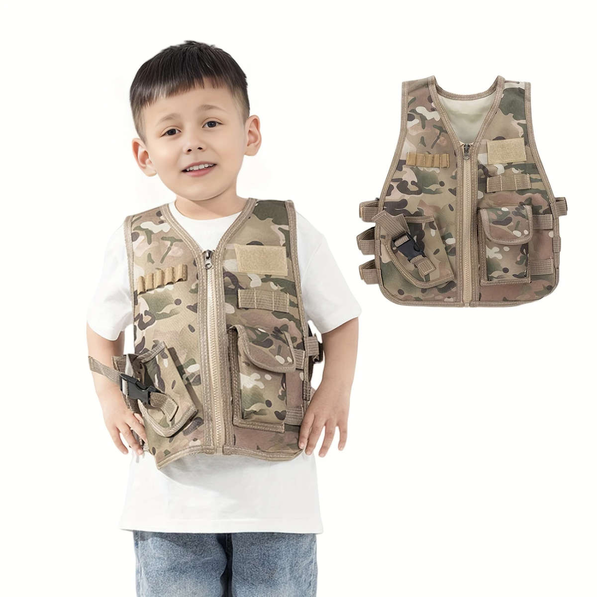 1pc Size S Youngsters's Outdoor Tactical Vest Summer Camp Camouflage Training Vest