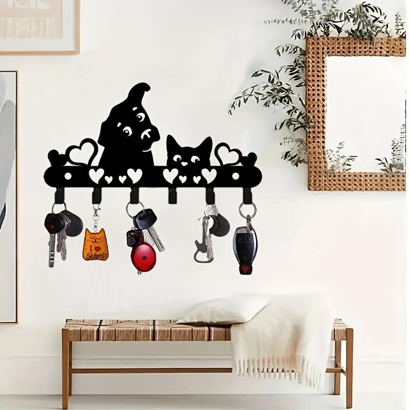 1pc Cute Animal Design Metal Key Holder Wall Mount Keychain Rack Versatile Use for Coat Hat Tow