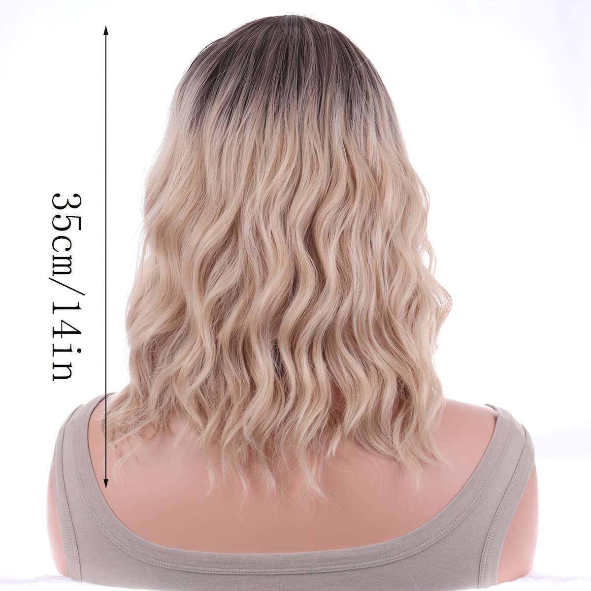 1Pc Gradient Golden 35.56cm Fashion Design Wig