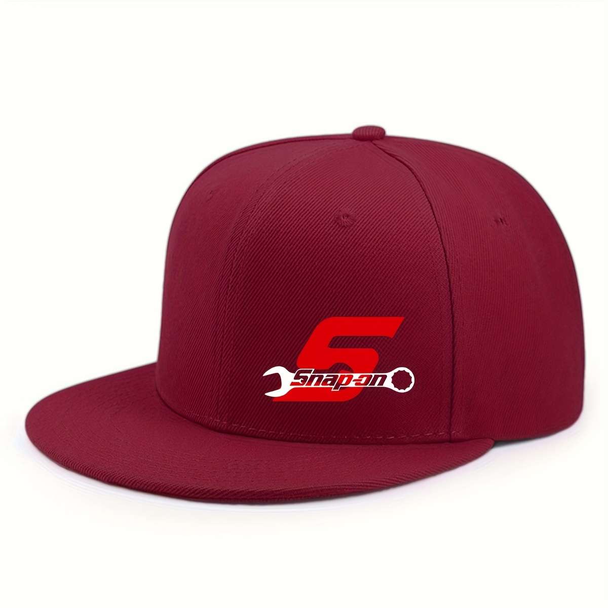 SHAPON Adjustable Snap-On Logo Baseball Cap Breathable Polyester Black with Red White Desi