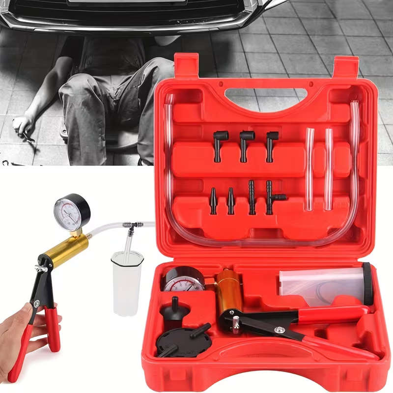 16pcs Brake Bleeder Kit Handheld Vacuum Pump Tester with Adapters for Automotive