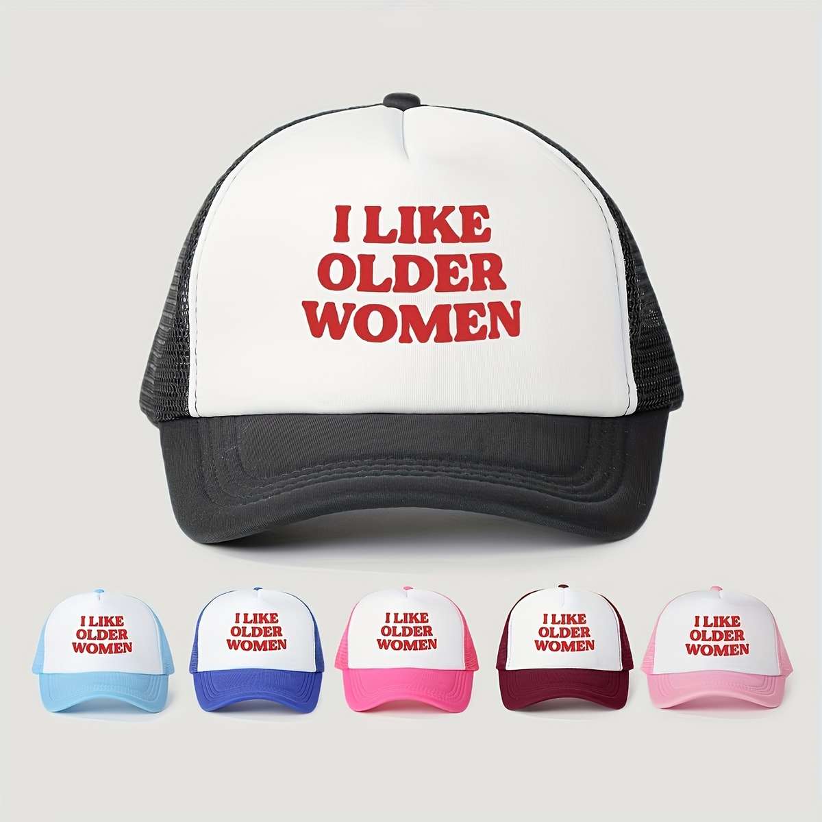 I Like Older Women Printed Baseball Cap Breathable Adjustable Mesh Trucker Hat