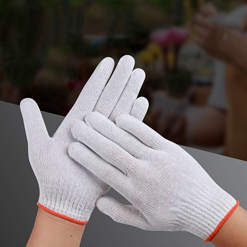 6 Pairs White Multi Purpose Work Gloves
