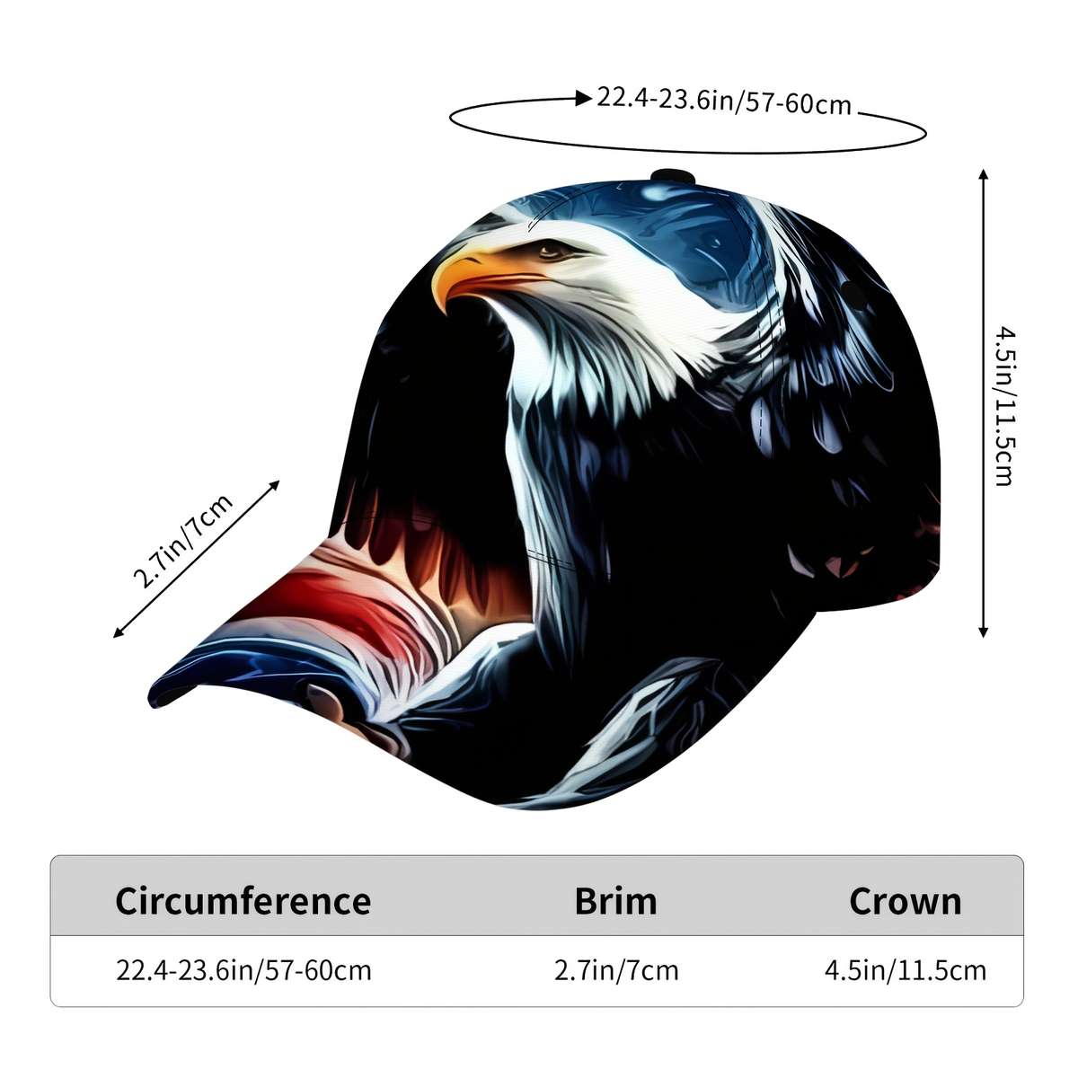 1pc Eagle Head and American Flag Graffiti Hip Hop Fashion Baseball Cap Unique Street Style De