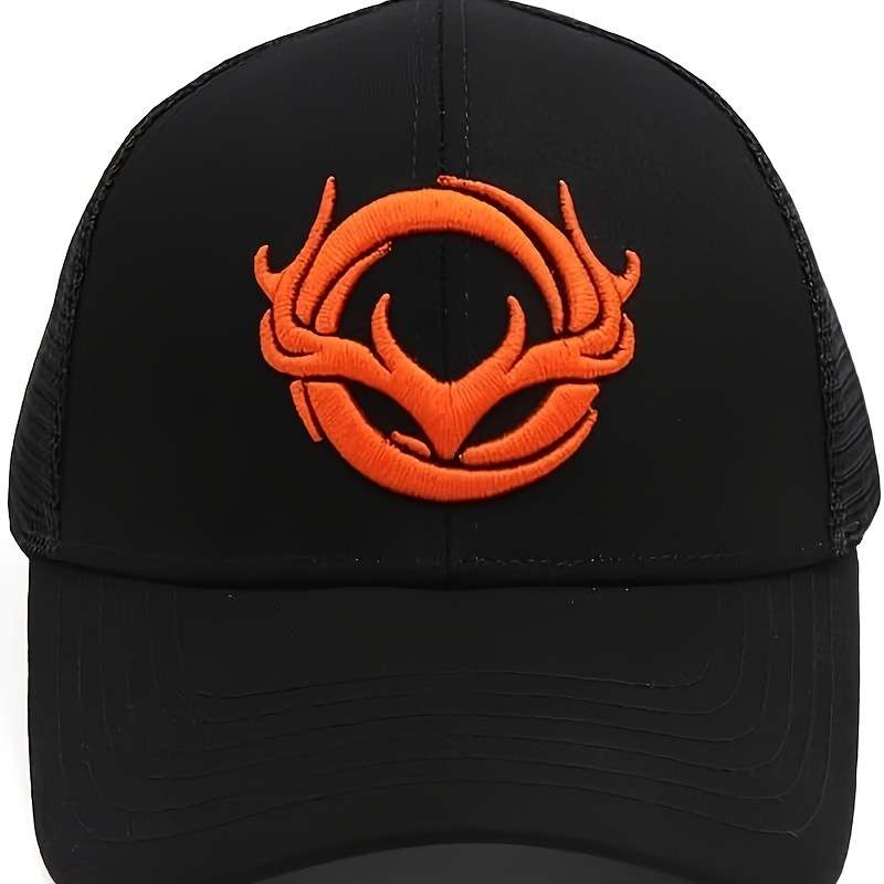 1pc Adjustable Camo Baseball Cap with Embroidered Deer Logo Lightweight Breathable Mesh Back Ou